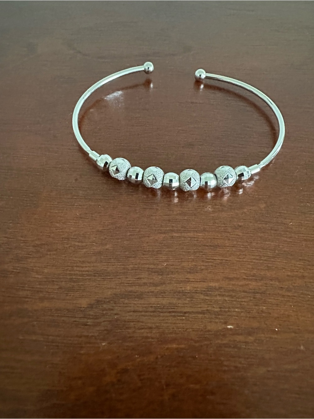 Swarovski Silver Beaded Open Cuff Bracelet